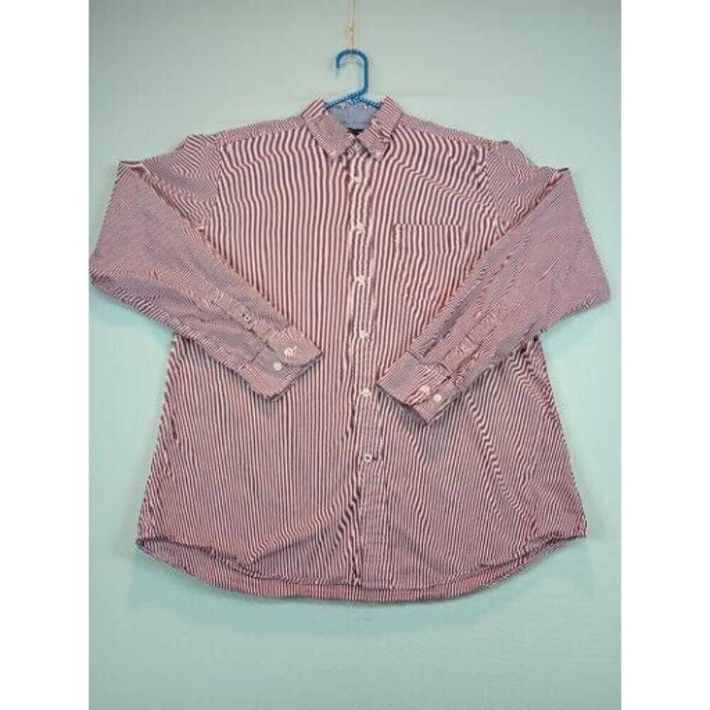 Tommy Hilfiger Shirt Men's M Red Long Sleeve Orange Custom Fit Pocket Y2K